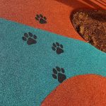 Rubber Wetpour Surfacing with paw print graphics