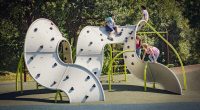 Steel Wavy Board with Rock Climbing Knots with children climbing over